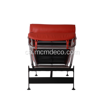 Chaise Lounge Le Corbusier LC4 de cuir vermell
